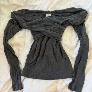 Wilfred Charcoal Off-Shoulder Blouse